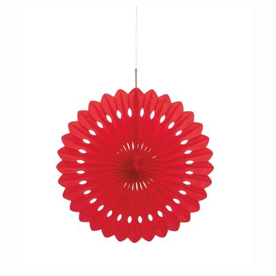 Tissue Paper Fan Ruby Red Solid 16"