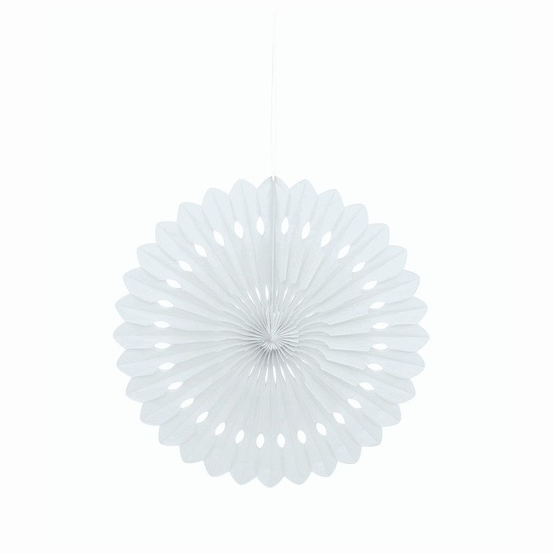 Tissue Paper Fan White Solid 16"