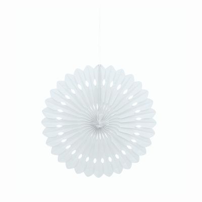 Tissue Paper Fan White Solid 16"