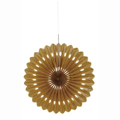 Tissue Paper Fan Gold Solid 16"