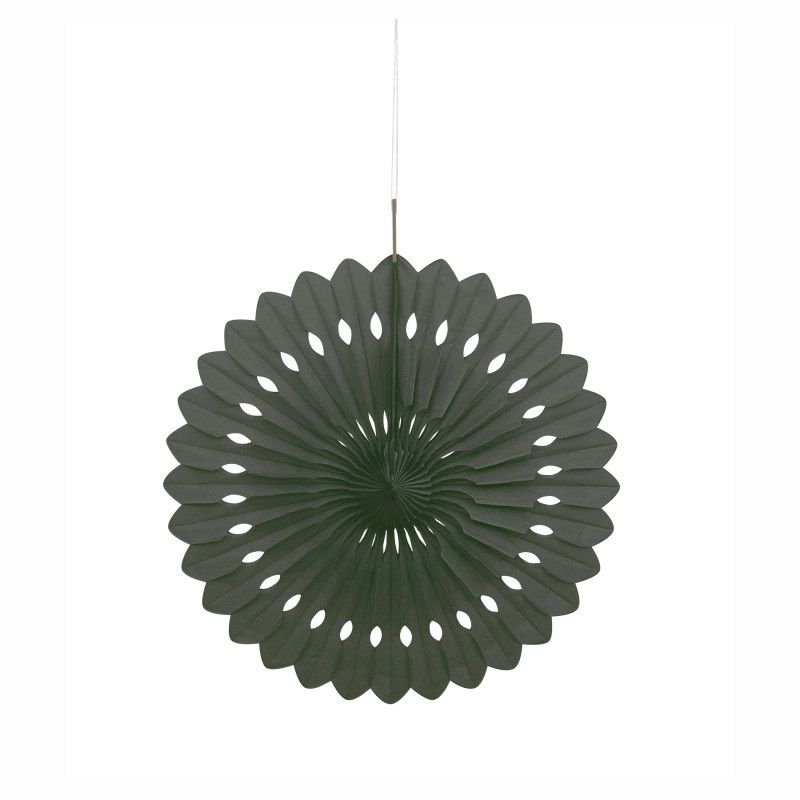 Tissue Paper Fan Black Solid 16"