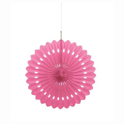 Tissue Paper Fan Hot Pink Solid 16"