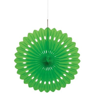 Tissue Paper Fan Lime Green Solid 16"