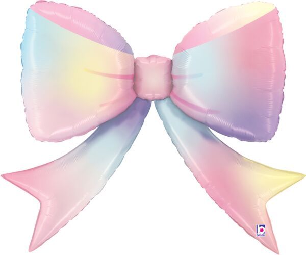 Multicolor Bow - 41" Helium Filled Foil Balloon, Ribbon