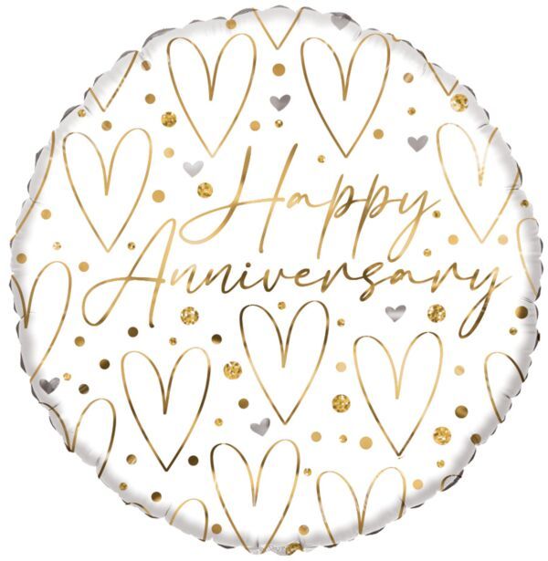 Happy Anniversary Heart - 18" Helium Filled Foil Balloon, Ribbon