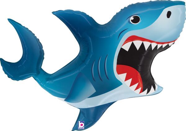Shark - 35" Helium Filled Foil Balloon, Ribbon