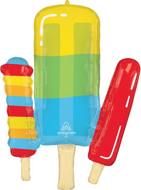 Pool Party Popsicle - 34" Helium Filled Foil Balloon, Ribbon