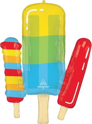 Pool Party Popsicle - 34" Helium Filled Foil Balloon, Ribbon