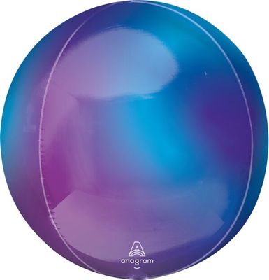 Blue Aura Stardust Ombre Orbz - 15" Helium Filled Foil Balloon, Ribbon