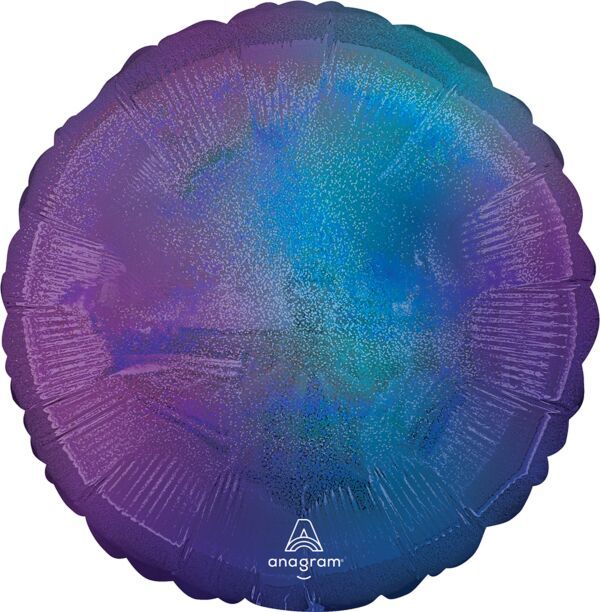 Blue Aura Stardust Ombre Round - 17" Helium Filled Foil Balloon, Ribbon