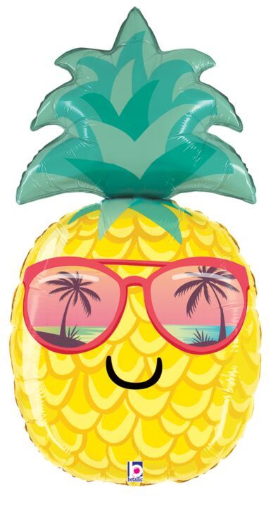 Summer Pineapple - 37" Helium Filled Foil Balloon, Ribbon