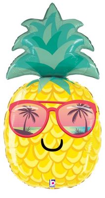 Summer Pineapple - 37" Helium Filled Foil Balloon, Ribbon