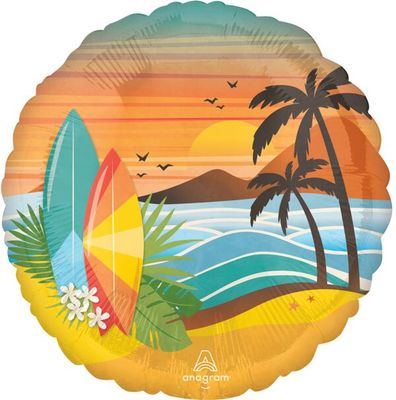 Beach Life - 17" Helium Filled Foil Balloon, Ribbon