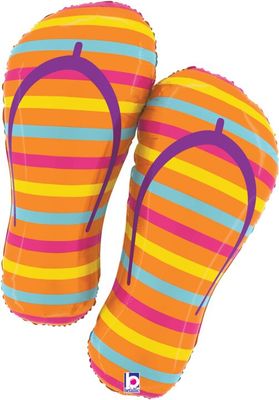 Summer Flip Flops - 30" Helium Filled Foil Balloon, Ribbon