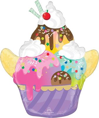 Here's the Scoop Sundae - 26" Helium Filled Foil Balloon, Ribbon