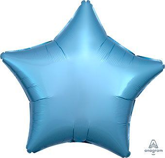 Pearl Pastel Blue Star - 19" Helium Filled Foil Balloon, Ribbon