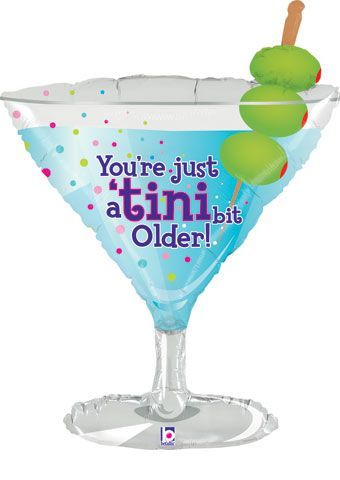 Tini Bit Older Birthday - 35" Helium Filled Foil Balloon, Ribbon