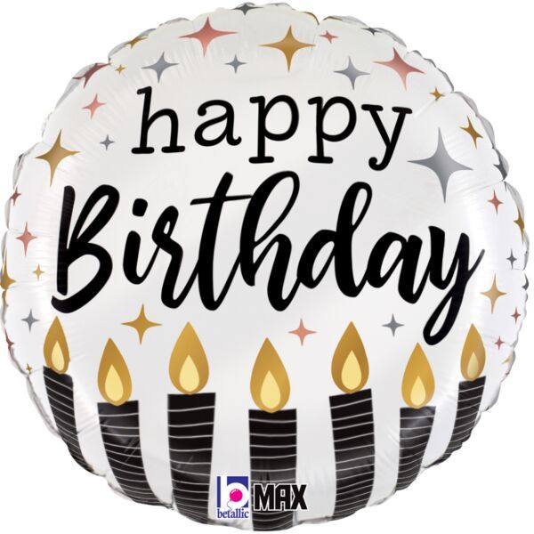 Satin Metallic Birthday Candles - 18" Helium Filled Foil Balloon, Ribbon