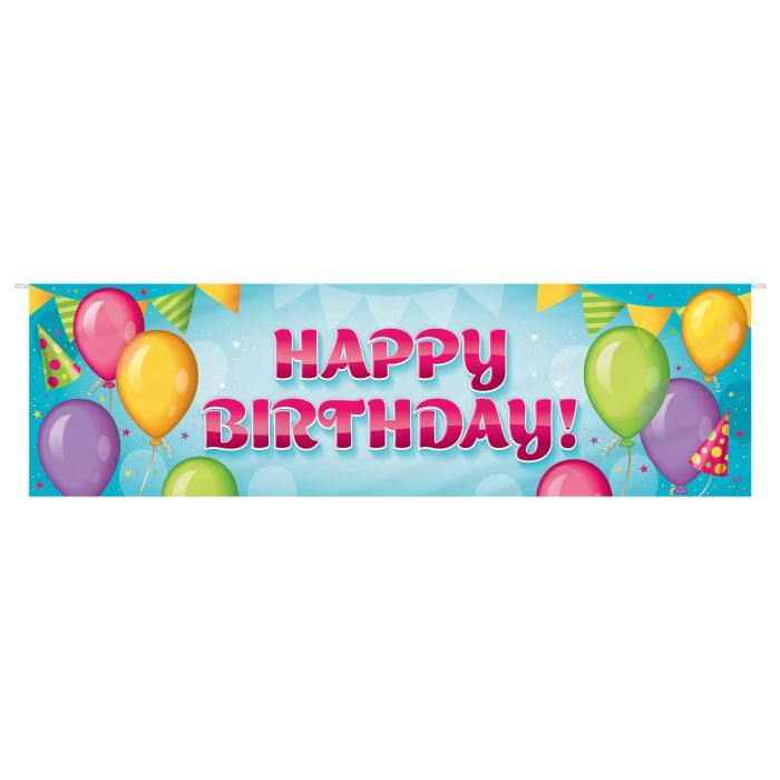 Fabric Happy Birthday Banner 17 3/4" x 4' 11"