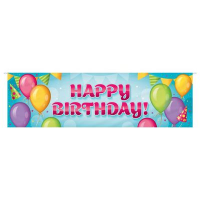 Fabric Happy Birthday Banner 17 3/4" x 4' 11"