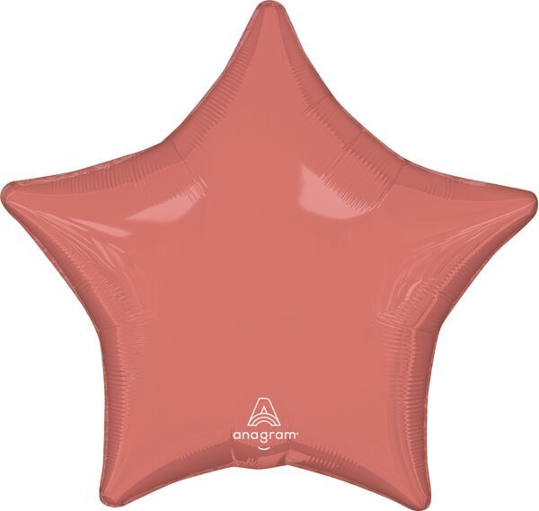 Coral Decorator Star - 19" Helium Filled Foil Balloon, Ribbon
