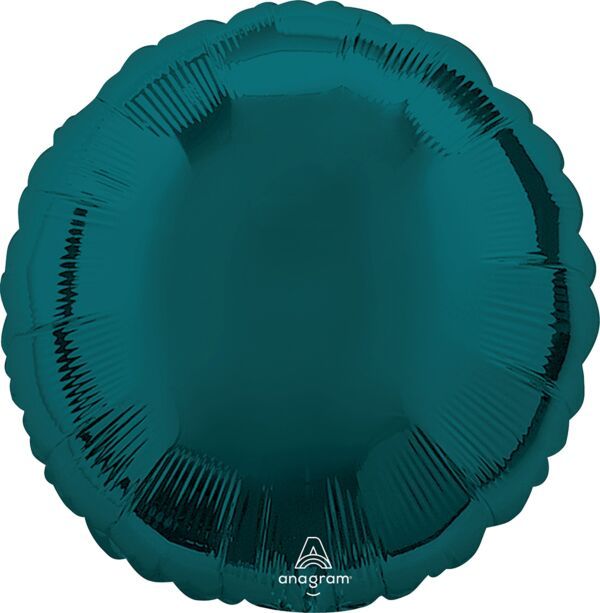 Aquamarine Decorator Round - 17" Helium Filled Foil Balloon, Ribbon
