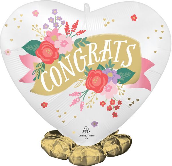 Satin Floral Toast Frillz - 21" Helium Filled Foil  Shaped Balloon, Ribbon