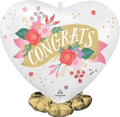 Satin Floral Toast Frillz - 21" Helium Filled Foil  Shaped Balloon, Ribbon