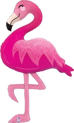 Pink Flamingo  - 44" Helium Filled Foil Balloon, Ribbon