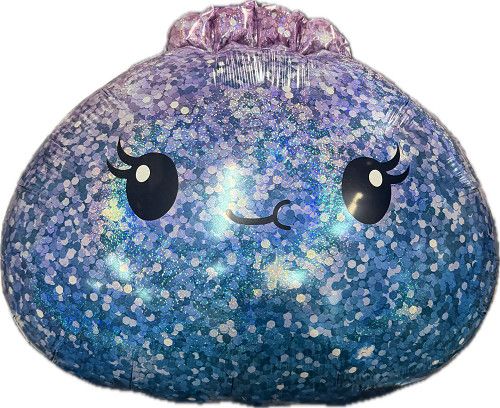 Dumpling Cutie Bun Iridescent - 22" Helium Filled Foil Balloon, Ribbon