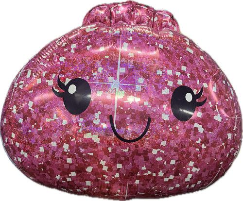 Dumpling Hot Bun Iridescent - 22" Helium Filled Foil Balloon, Ribbon