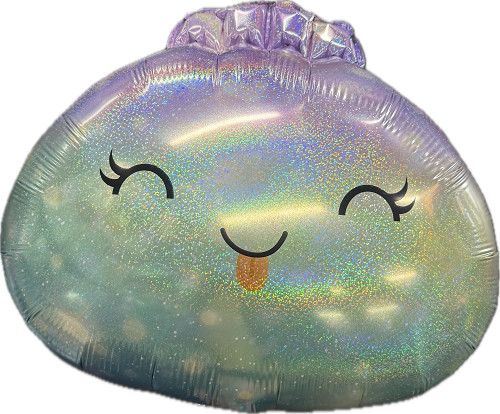 Dumpling Sweet Bun Iridescent - 22" Helium Filled Foil Balloon, Ribbon