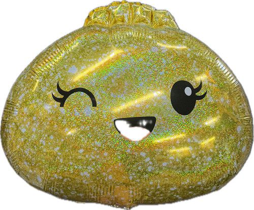Dumpling Winkle Bun Iridescent - 22" Helium Filled Foil Balloon, Ribbon