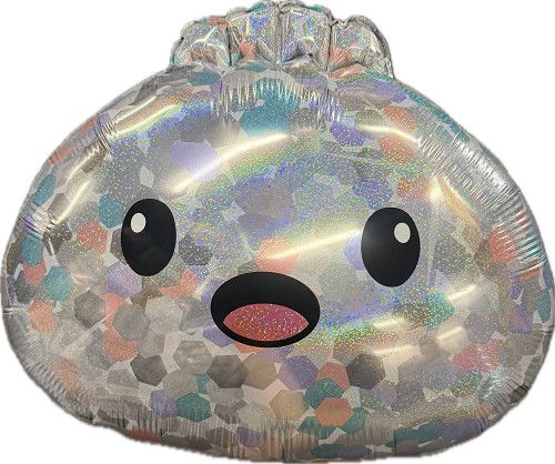 Dumpling Dump Bun Iridescent - 22" Helium Filled Foil Balloon, Ribbon