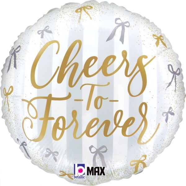 Satin Cheers to Forever - 18" Helium Filled Foil Balloon, Ribbon