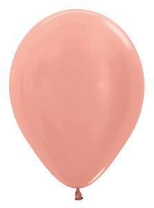 Metallic Rose Gold 11" Helium Filled Latex Balloon and Ribbon