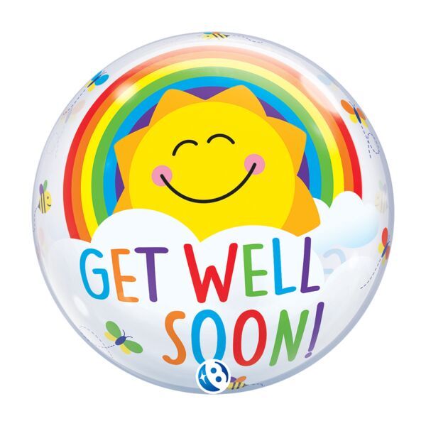 Bubble Get Well - 18" Helium Filled Bubble Shaped Balloon, Ribbon