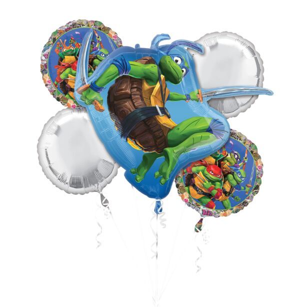 Bouquet Tmnt - Helium Filled Foil Balloon, Ribbon and Basic Weight