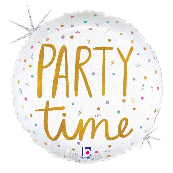 Party Time Champagne - 18" Helium Filled Foil  Shaped Balloon, Ribbon