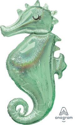 Mermaid Wishes Seahorse - 38" Helium Filled Foil Balloon, Ribbon