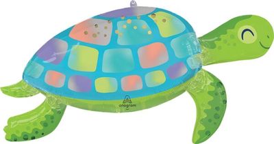 Under the Sea Turtle - 38" Helium Filled Foil Balloon, Ribbon