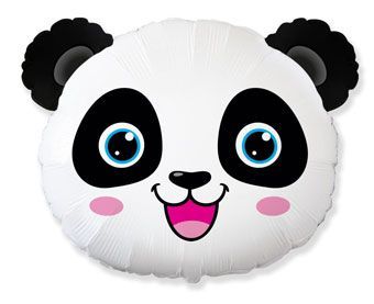 Panda head - 25" Helium Filled Foil Shaped Balloon, Ribbon