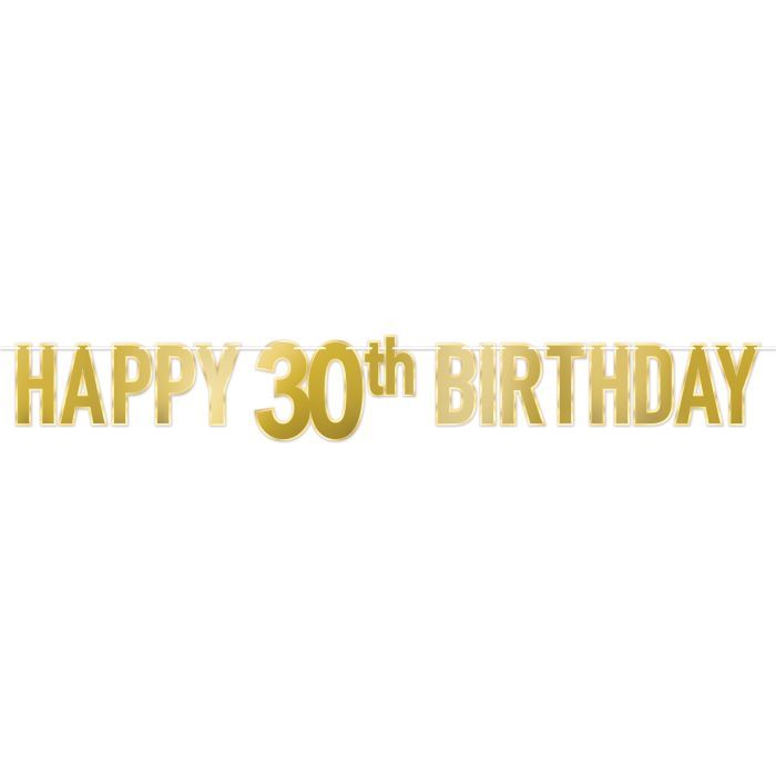 Happy 30th Birthday - Gold Foil Streamer