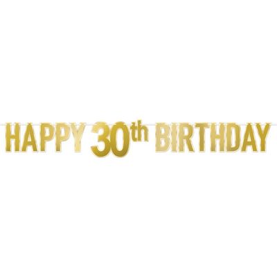Happy 30th Birthday - Gold Foil Streamer