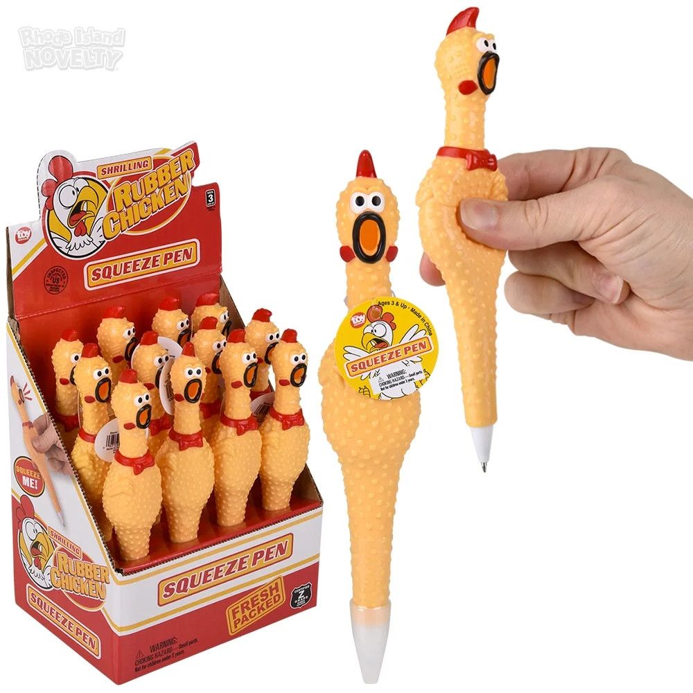 Rubber Chicken Pen 7" - 12 Ct Box