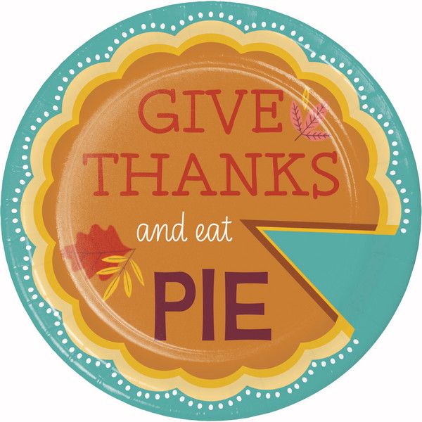 Turkey Treat Eat Pie 7" Paper Plate 8 Ct