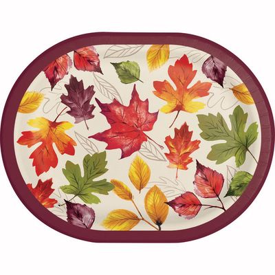 Falling Foliage 12" Oval Paper Plates 8 Ct