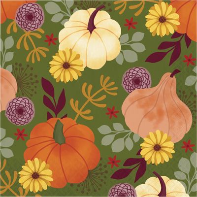 Petals and Pumpkins Luncheon Napkins 16 Ct