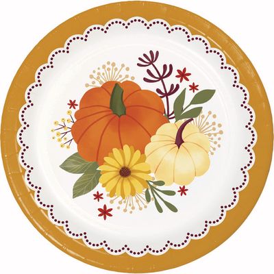 Petals and Pumpkins 9" Paper Plates 8 Ct