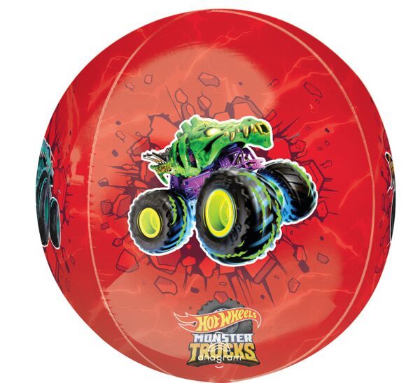 Hot Wheels Monster Trucks Orbz  - 15" Helium Filled Foil Shaped Balloon, Ribbon